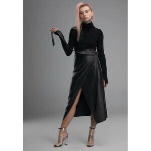 MDNT:45 Faux Leather high-waisted wrap skirt Size XL